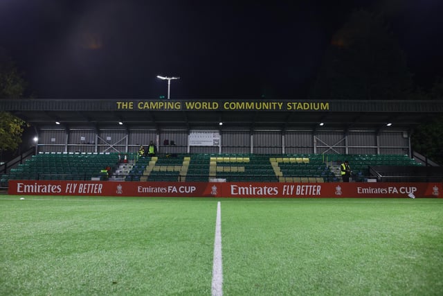 General view inside the stadium prior to the Emirates FA Cup First Round Replay match between Horsham and Barnsley at The Camping World Community Stadium.