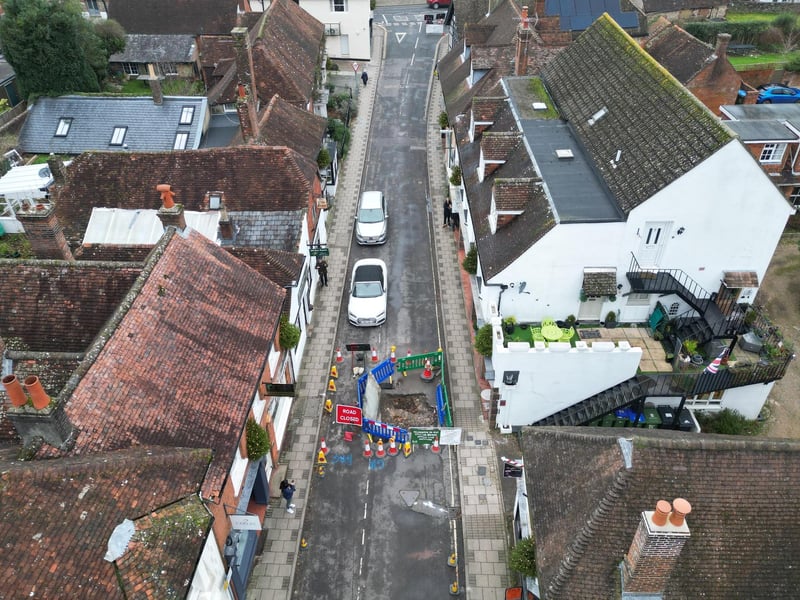 A sinkhole was reported in Church Street in Storrington in October and has still not been repaired