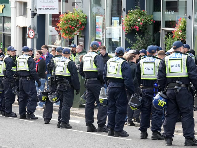 An increased police presence has been seen across Brighton on Sunday (October 18), as thousands of football fans descended on the city for Albion's Premier League clash with rivals Crystal Palace.