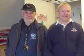 The Coxswain of Eastbourne Lifeboat Mark(right) welcomed the The Worshipful Master of the Royal Sovereign Light Lodge 6630 following a donation