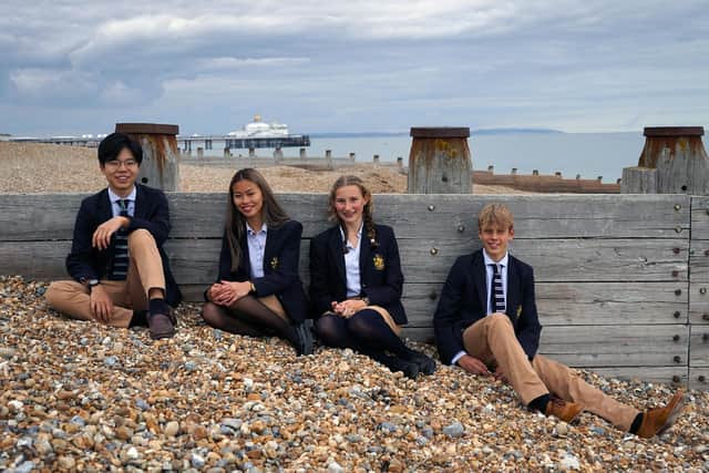 Eastbourne College pupils on the seafront