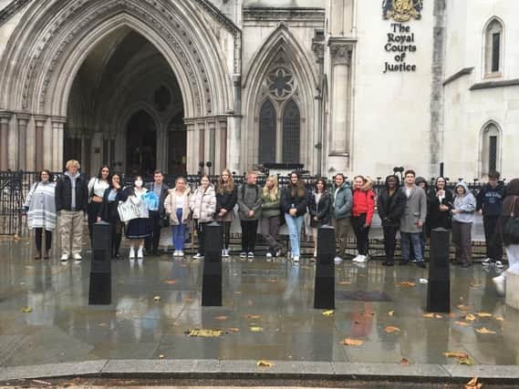 Collyer’s students outside the Royal Courts of Justice