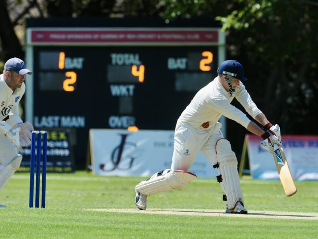 Action from Goring CC v Pagham CC in Division 3 West of the Sussex Cricket League