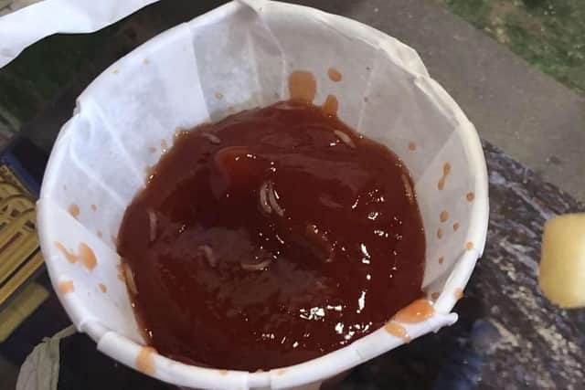Connie said she discovered the maggots in the ketchup. Picture by Connie Bulgin