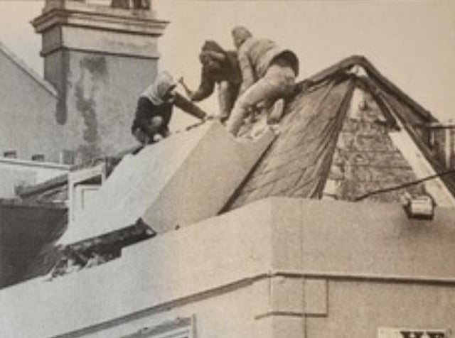 Damage to the roof of the Cricketers pub in Hastings town centre