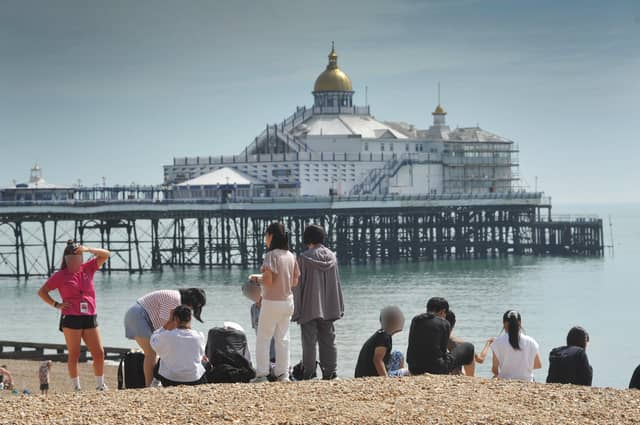 Eastbourne seafront pictured on July 30 2024 during a mini heatwave.