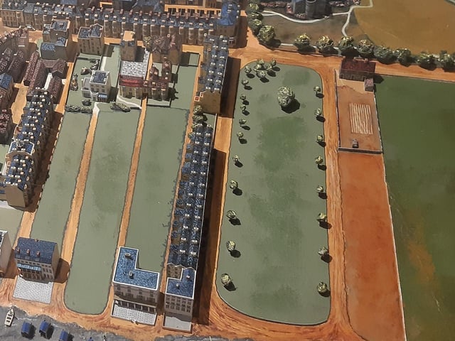 Standing proud in the diorama are the Georgian terraces that were constructed in The Steyne around 1806
