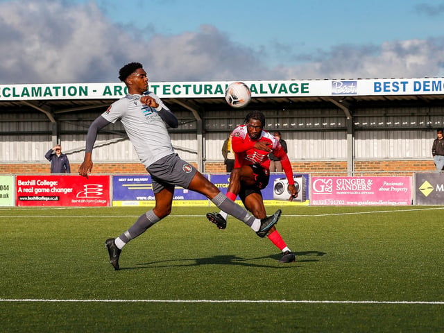 Action from Eastbourne Borough's 2-0 Ntional League South win against Slough Town at Priory Lane