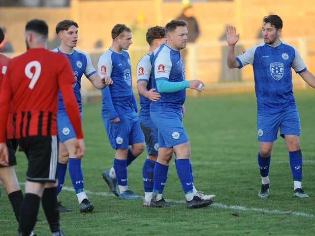 Action from Shoreham's win over AFC Varndeanians in the SCFL premier division