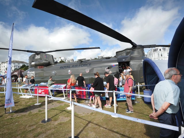 Start of Airbourne 2024 on August 15 in Eastbourne - Static displays on Western Lawns as the event opened to the public.