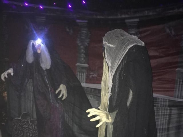 Hallowe'en at Rose Walk in Goring, complete with red eyes and swirling mist