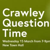 Crawley Question Time graphic