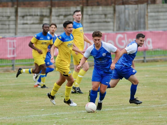 Shoreham FC take on Epsom and Ewell FC in a pre-season friendly at Middle Road