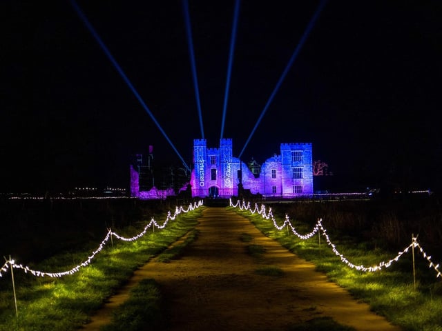 This is an enchanting, outdoor, festive light trail that begins in the Cowdray woods and ends by Cowdray Ruins this Christmas. Plus this year you can also meet  Father Christmas at Santa’s Grotto at The Walled Garden on selected dates. Tickets for the grotto have to be pre-booked and cannot be bought on the day.
Pre-booked tickets work out cheaper than buying on the day for the trail.
For tickets and more information, visit www.cowdray.co.uk/events/christmas-at-cowdray-2022-light-up-trails