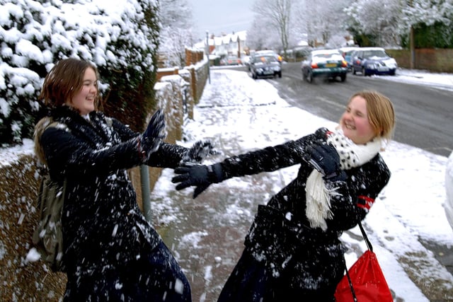 Snowball fight on the way to school on January 24, 2007