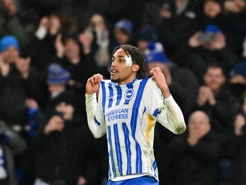 Brighton's Brazilian striker Joao Pedro celebrates after scoring his team's goal against Arsenal
