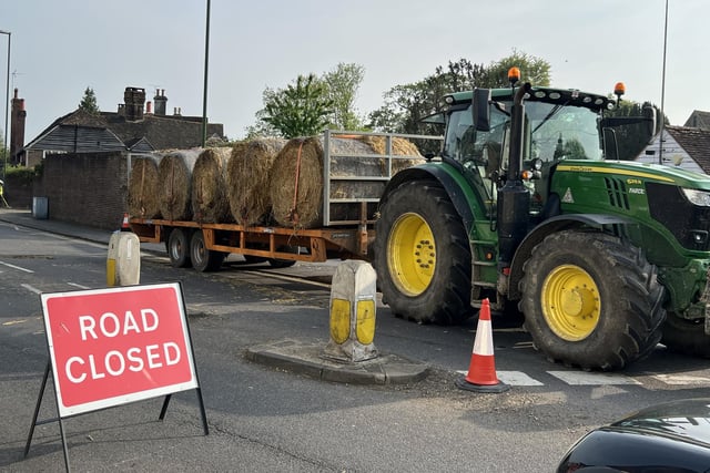 Hay bales in Cowfold road: A272 open again following report of spill