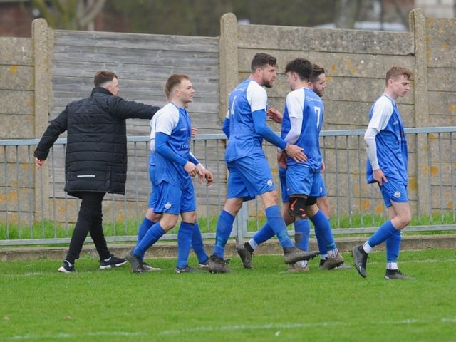 Action from Shoreham's 1-0 win over East Preston at Middle Road in division one of the SCFL