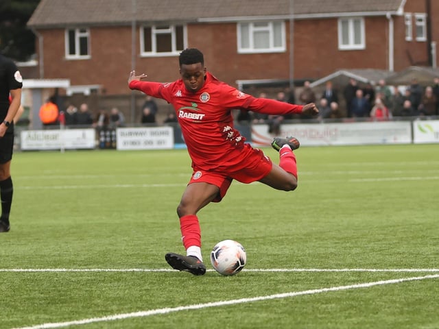 Action from Worthing and St Albans' nine-goal thriller in the National League South at Woodside Road