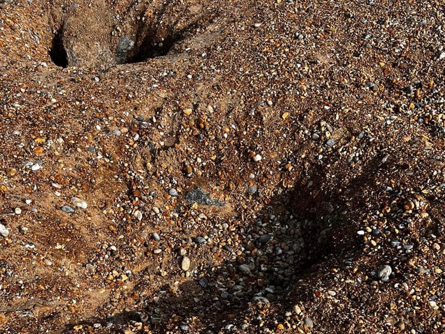 Sinkholes on Eastbourne beach