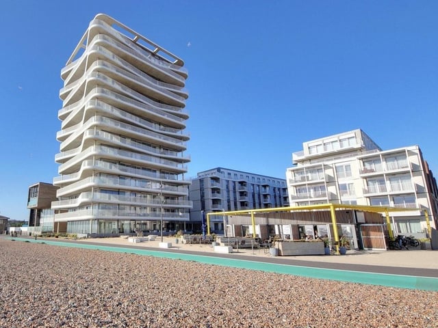 This stunning, three-bed, sixth-floor beachfront apartment offers incredible views. The property is on the market with Michael Jones and Company with a guide price of £1,075,000