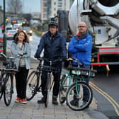 Shoreham-By-Cycle members Leonie Harmsworth, Adam Bronkhorst, and Clive Andrews. Photo by Steve Robards SR23111601