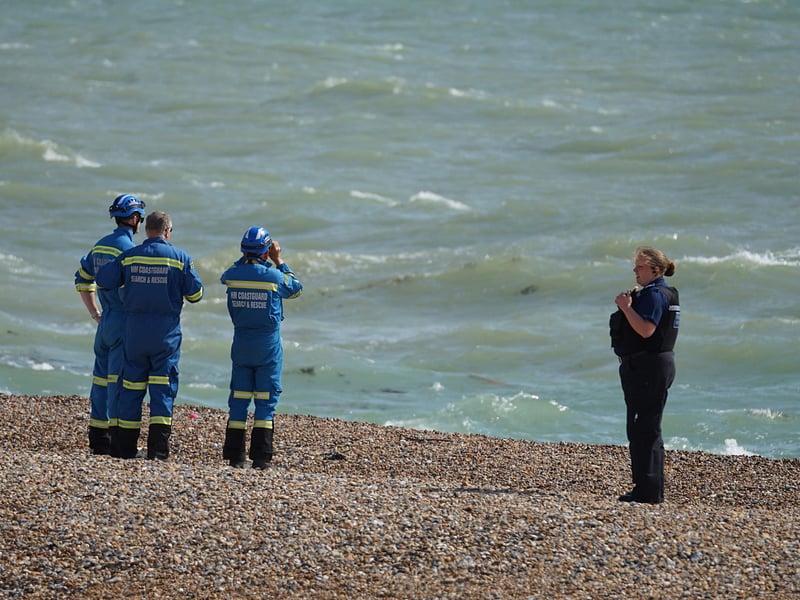 A Coastguard Rescue helicopter was seen landing at Seaford beach on Wednesday, August 7