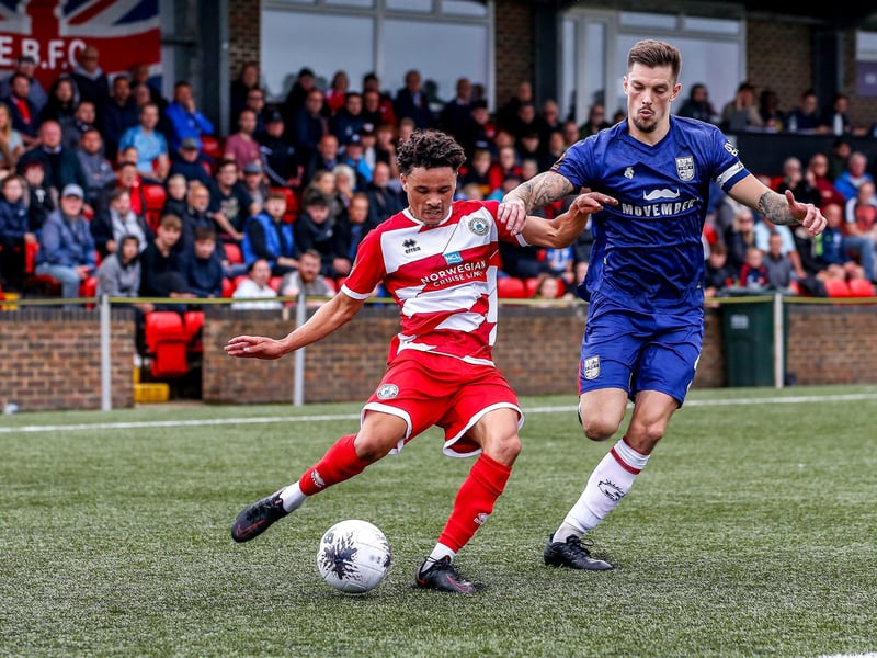 Images from Eastbourne Borough's 2023-24 season opener, a 1-0 National South home win over Hampton and Richmond