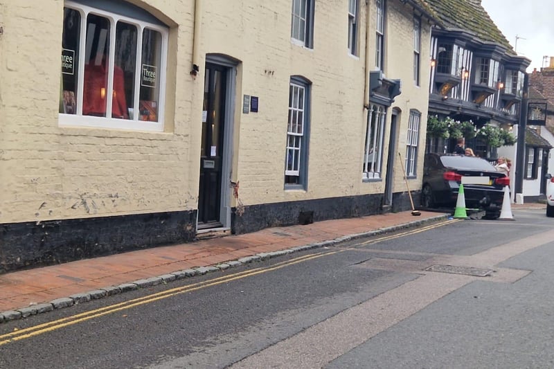 In pictures: Car crashes into wall in East Sussex village