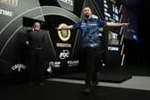 Luke Humphries became the 11th player to hit a nine-darter in the Premier League on a dramatic night of darts at the Brighton Centre. Photo: PDC/Kieran Cleeves