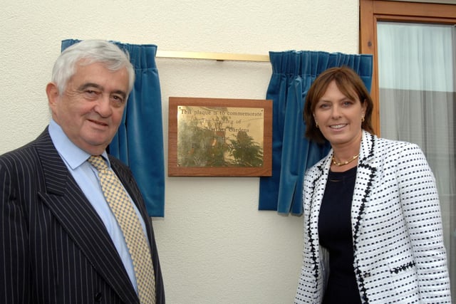 The Duchess of Norfolk with Shaw Healthcare chairman Alun Thomas at the opening of The Martlets' new gardens
