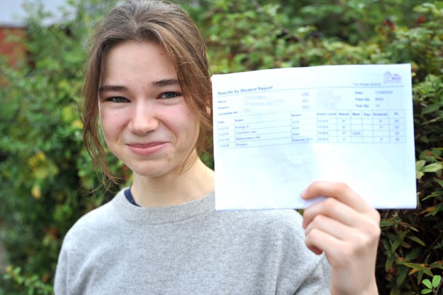 Harriet Palmer, 4A*, going to Cambridge to study medicine. The Weald School, Billingshurst A level results day. Pic S Robards SR2208181