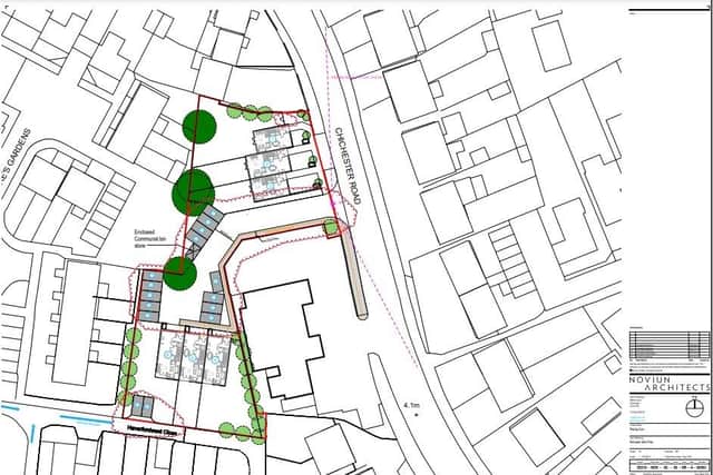 A drawing showing where the new homes will be off Chichester Road, Bersted