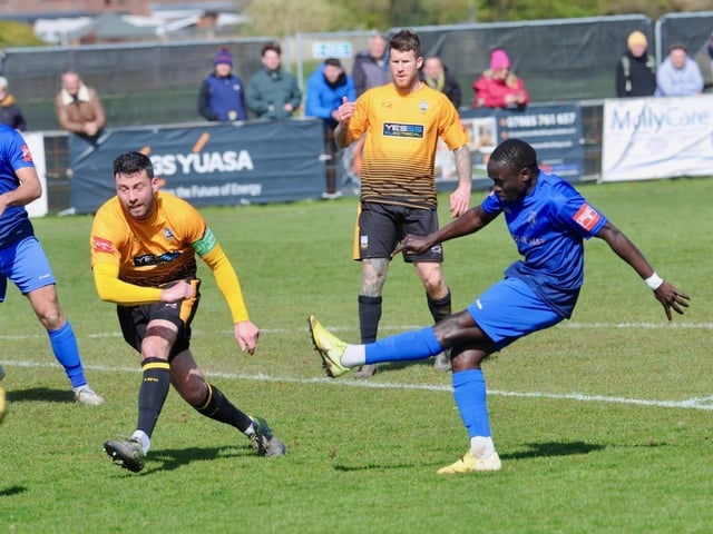 Action from Littlehampton Town's 1-1 draw with Lancing in theIsthmian south east division at The Sportsfield