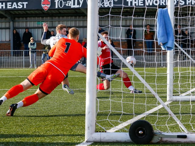 Action from Eastbourne Borough's 2-0 Ntional League South win against Slough Town at Priory Lane