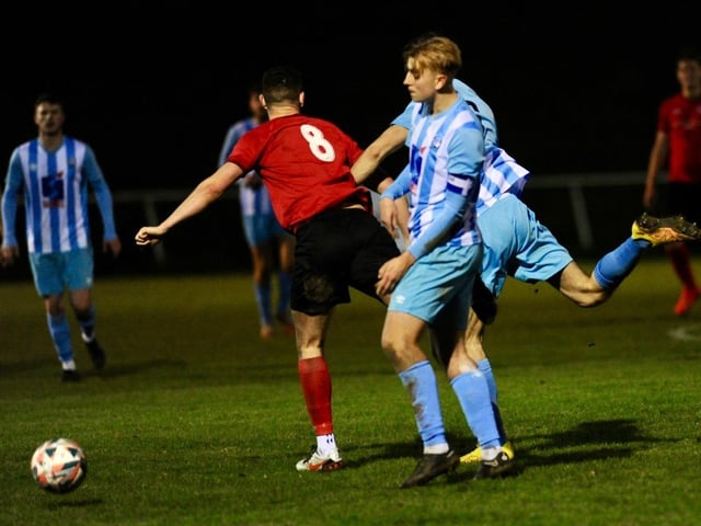 Action from Worthing United v Arundel in the SCFL Division 1