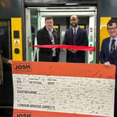 The Eastbourne to London Bridge rail service, which was withdrawn in 2020 following the reduction in usage during the pandemic, returned on Monday, December 15 with an official ribbon cutting ceremony. Picture: Josh Babarinde MP