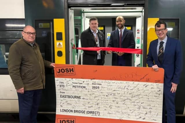 The Eastbourne to London Bridge rail service, which was withdrawn in 2020 following the reduction in usage during the pandemic, returned on Monday, December 15 with an official ribbon cutting ceremony. Picture: Josh Babarinde MP
