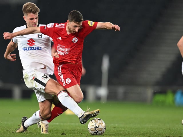during the EFL Sky Bet League 2 play-off second leg match between Milton Keynes Dons and Crawley Town at stadium:mk, Milton Keynes, England on 11 May 2024.:Crawley Town hammered MK Dons 5-1 - and 8-1 on aggregate - to reach the League Two play-off final Wembley. Photographer Dennis Goodwin/Pro Sport Images was there to catch the action, the crowd and the celebrations