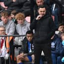 BOURNEMOUTH, ENGLAND - APRIL 28: Roberto De Zerbi, Manager of Brighton & Hove Albion, looks on during the Premier League match between AFC Bournemouth and Brighton & Hove Albion at Vitality Stadium on April 28, 2024 in Bournemouth, England. (Photo by Mike Hewitt/Getty Images)