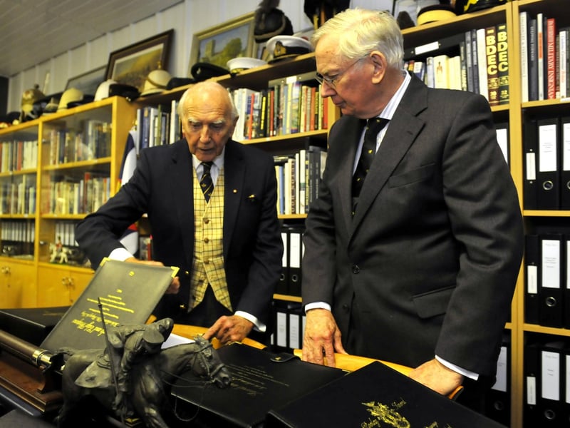 HRH The Duke of Gloucester visited Pooley Sword at Brighton City Airport and was greeted by Robert Pooley MBE. SR23120601 Photo SR Staff/Nationalworld