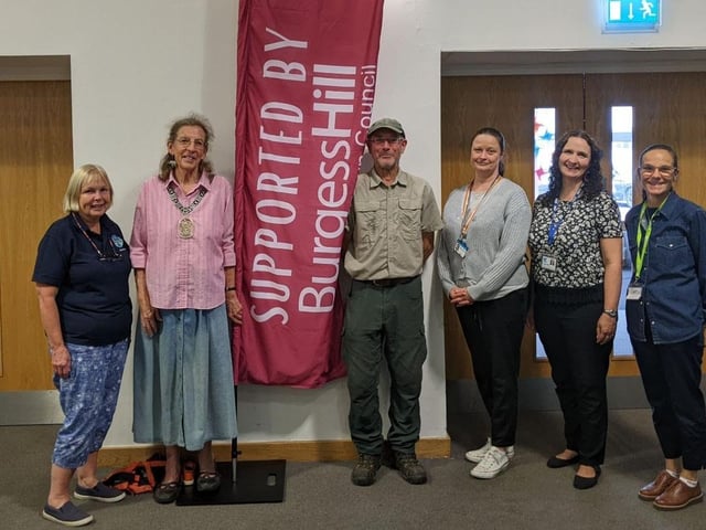 From left: Burgess Hill Youth chairman Jackie Cooper, Burgess Hill town mayor Janice Henwood, Clive Gravett of The Budding Foundation, a West Sussex County Council early worker, The King’s Church Children and Family Team leader Angie Bee and Michelle Martin from Barnardo’s.