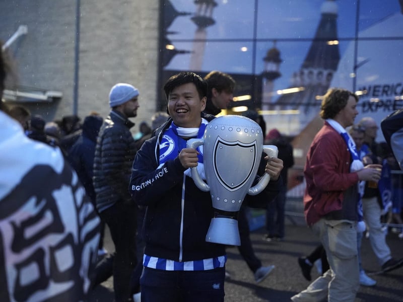 Brighton and Hove Albion fans at the Amex ahead of their first ever game in Europe. They are playing AEK Athens in the Europa League.