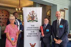 From left: Sally Challis-Manning MBE (Crawley College & Brinsbury College Principal), James Pinnock-Johnson (Crawley College Student President), Andrew Green (Chichester College Group Chief Executive) and Ryan Sallows (Governor for Chichester College Group). Picture courtesy of Chichester College Group
