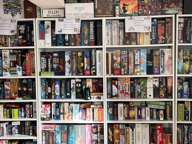 Just some of the almost 1,000 board games available