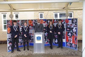 Students taking part in the Remembrance Day ceremony at Ormiston Six Villages Academy