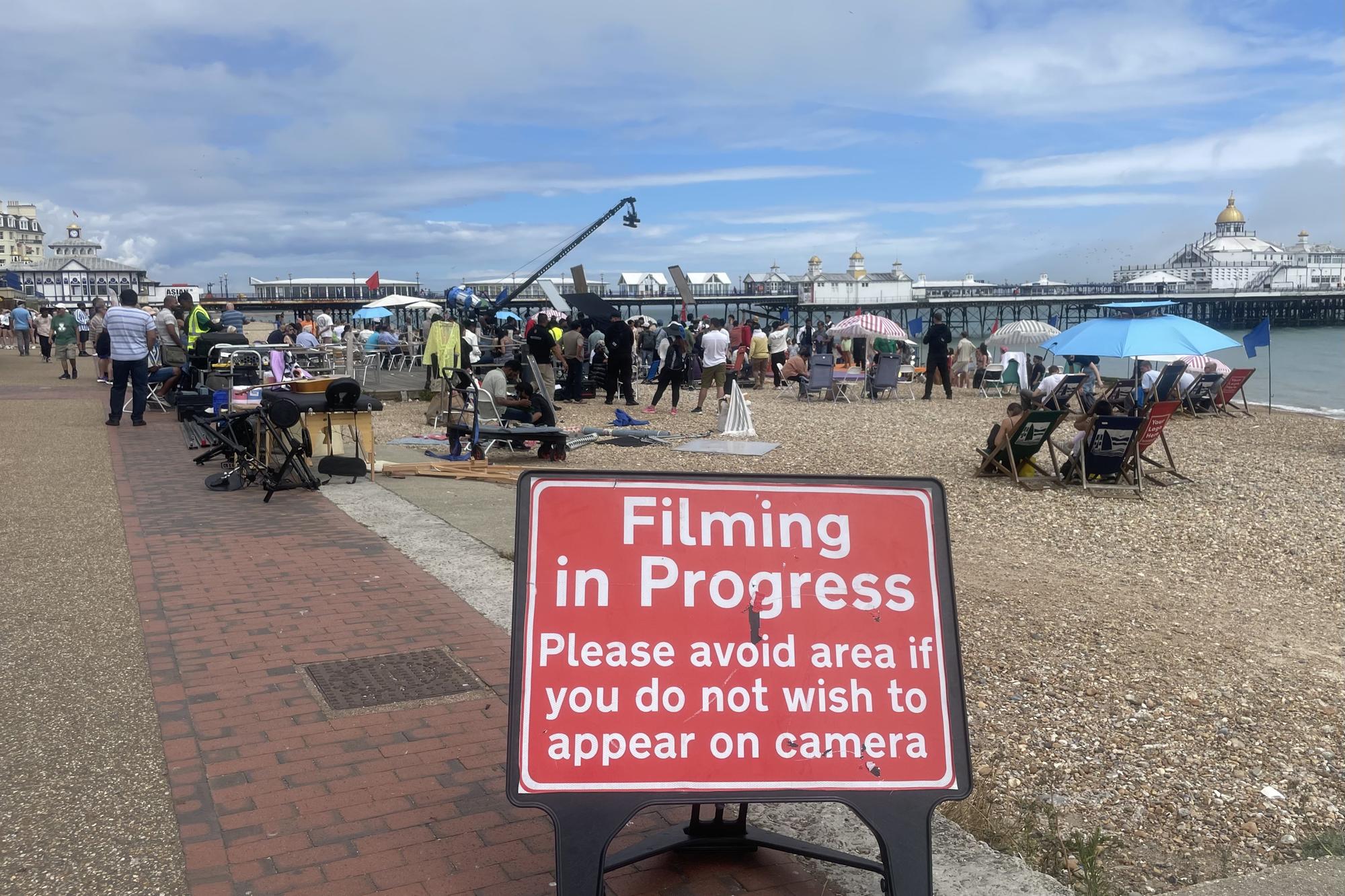 Filming on the seafront