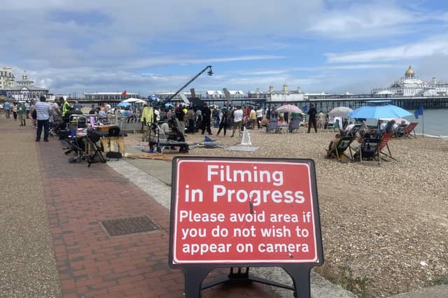 Filming on the seafront