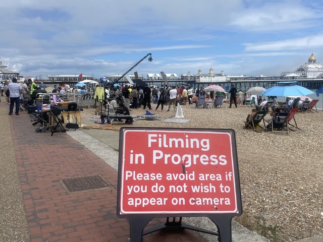 Filming on the seafront