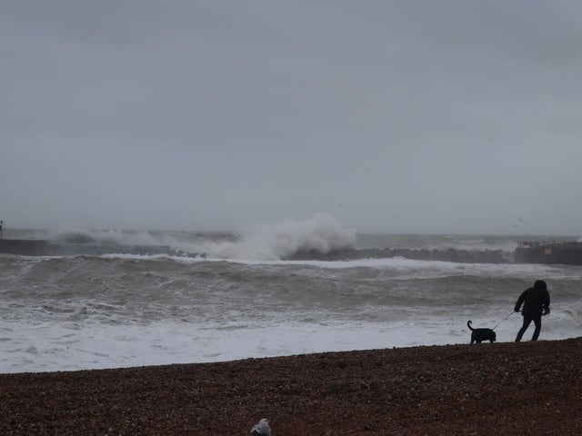 Rough sea at Hastings on New Year's Day